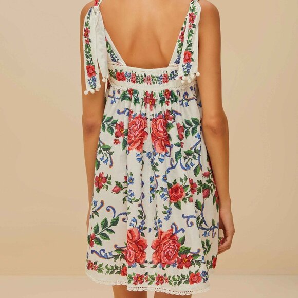 FARM Rio Floral Embroidered Mini Dress - Red, Green, Blue - Picture 3 of 5
